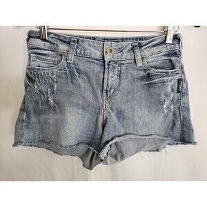 Silver Jeans Co. Aiko Distressed Denim Shorts Women's Size 27 Mid-Rise Cutoff
